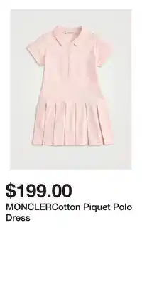 Holt Renfrew MONCLERCotton Piquet Polo Dress offer