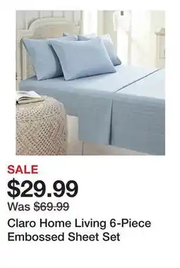 TSC Stores Claro Home Living 6-Piece Embossed Sheet Set offer