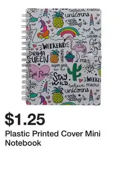 Dollarama Plastic Printed Cover Mini Notebook offer