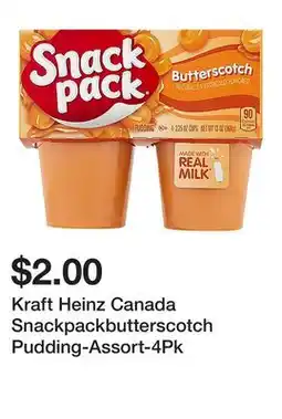 Dollarama Kraft Heinz Canada Snackpackbutterscotch Pudding-Assort offer