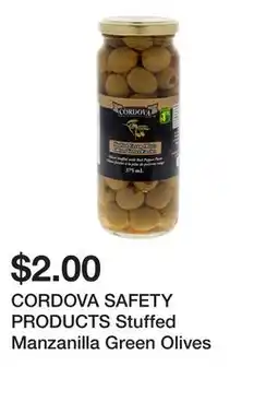 Dollarama CORDOVA SAFETY PRODUCTS Stuffed Manzanilla Green Olives offer
