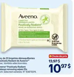 Walmart Aveeno Positively Radiant scrub 140 g or makeup removing wipes 25s offer