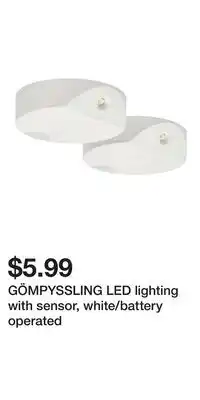 IKEA GÖMPYSSLING LED lighting with sensor, white/battery operated offer