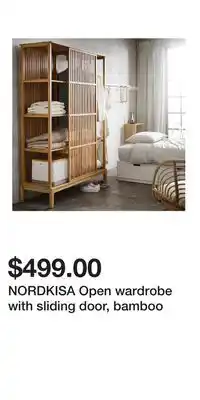 IKEA NORDKISA Open wardrobe with sliding door, bamboo offer