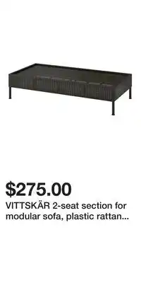 IKEA VITTSKÄR 2-seat section for modular sofa, plastic rattan outdoor/dark gray offer