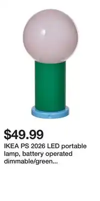 IKEA IKEA PS 2026 LED portable lamp, battery operated dimmable/green light pink offer