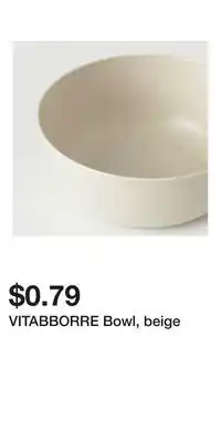 IKEA VITABBORRE Bowl, beige offer
