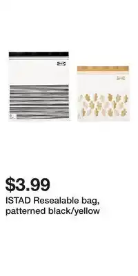 IKEA ISTAD Resealable bag, patterned black/yellow offer