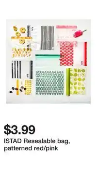IKEA ISTAD Resealable bag, patterned red/pink offer