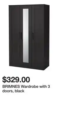 IKEA BRIMNES Wardrobe with 3 doors, black offer