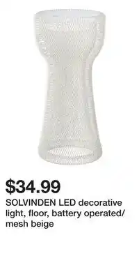 IKEA SOLVINDEN LED decorative light, floor, battery operated/mesh beige offer