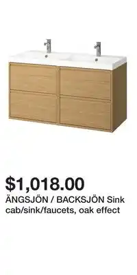 IKEA ÄNGSJÖN / BACKSJÖN Sink cab/sink/faucets, oak effect offer