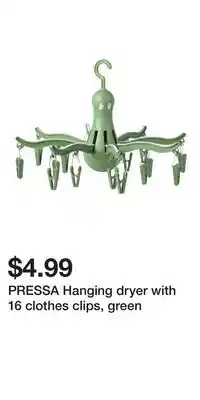 IKEA PRESSA Hanging dryer with 16 clothes clips, green offer