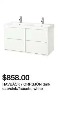 IKEA HAVBÄCK / ORRSJÖN Sink cab/sink/faucets, white offer