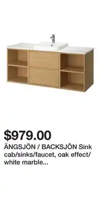 IKEA ÄNGSJÖN / BACKSJÖN Sink cab/sinks/faucet, oak effect/white marble effect offer