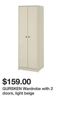 IKEA GURSKEN Wardrobe with 2 doors, light beige offer