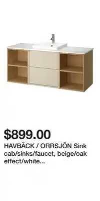 IKEA HAVBÄCK / ORRSJÖN Sink cab/sinks/faucet, beige/oak effect/white marble effect offer
