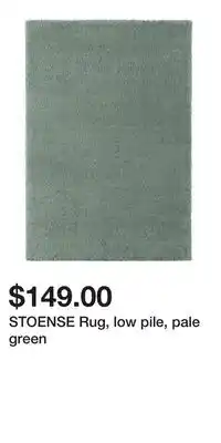 IKEA STOENSE Rug, low pile, pale green offer