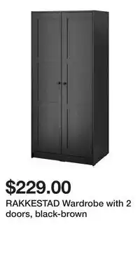 IKEA RAKKESTAD Wardrobe with 2 doors, black-brown offer