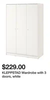 IKEA KLEPPSTAD Wardrobe with 3 doors, white offer