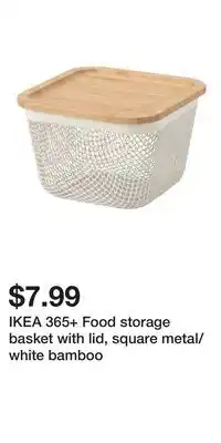 IKEA IKEA 365+ Food storage basket with lid, square metal/white bamboo offer
