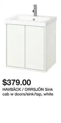 IKEA HAVBÄCK / ORRSJÖN Sink cab w doors/sink/tap, white offer