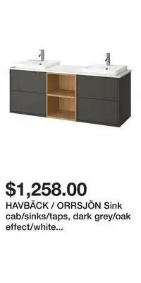 IKEA HAVBÄCK / ORRSJÖN Sink cab/sinks/taps, dark grey/oak effect/white marble effect offer