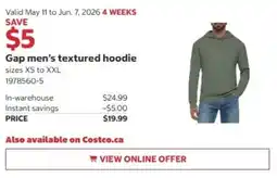 Costco Gap men's textured hoodie offer
