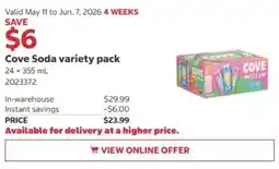 Costco Cove Soda variety pack offer
