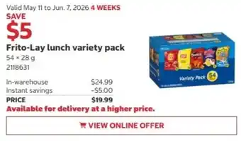 Costco Frito-Lay lunch variety pack offer