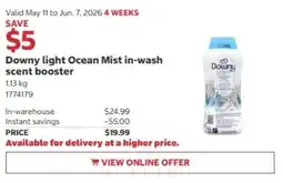 Costco Downy light Ocean Mist in-wash scent booster offer