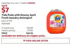 Costco Tide Pods with Downy April Fresh laundry detergent offer