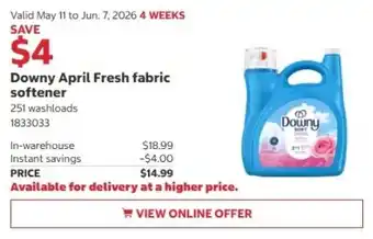 Costco Downy April Fresh fabric softener offer