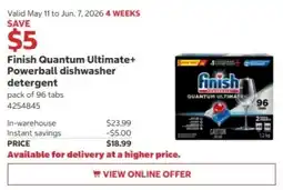 Costco Finish Quantum Ultimate+ Powerball dishwasher detergent offer