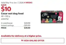 Costco Cesar wet dog food offer