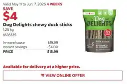 Costco Dog Delights chewy duck sticks offer