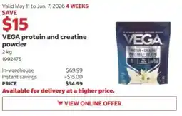 Costco VEGA protein and creatine powder offer