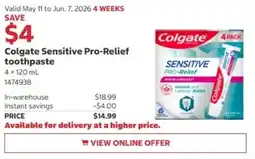 Costco Colgate Sensitive Pro-Relief toothpaste offer