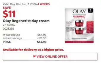 Costco Olay Regenerist day cream offer