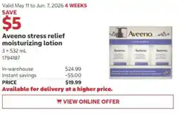 Costco Aveeno stress relief moisturizing lotion offer