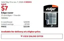 Costco Edge razor offer