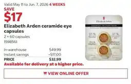 Costco Elizabeth Arden ceramide eye capsules offer