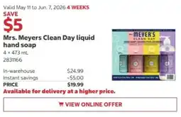 Costco Mrs. Meyers Clean Day liquid hand soap offer