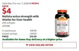 Costco Holista extra strength milk thistle for liver health offer