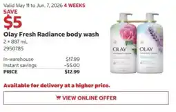 Costco Olay Fresh Radiance body wash offer