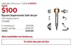 Costco Dyson Supersonic hair dryer offer