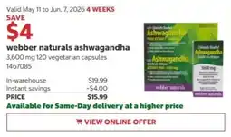 Costco Webber naturals ashwagandha offer