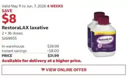 Costco RestoraLAX laxative offer
