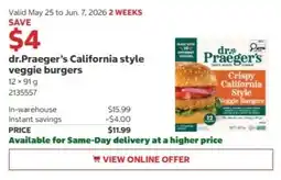 Costco Dr. Praeger's california style veggie burgers offer