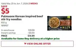 Costco Pulmuone Korean inspired beef stir fry noodles offer